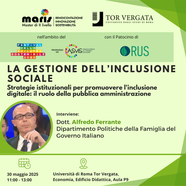 Ciclo Seminari MARIS Festival dello Sviluppo Sostenibile 2025: La gestione dell'inclusione sociale